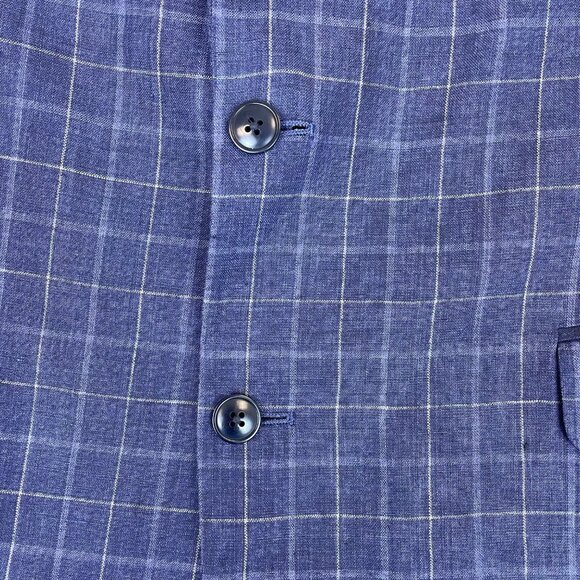 Tommy Hilfiger Mens Navy Plaid Blazer Two-Button Suit Jacket Size 44R - Picture 9 of 11